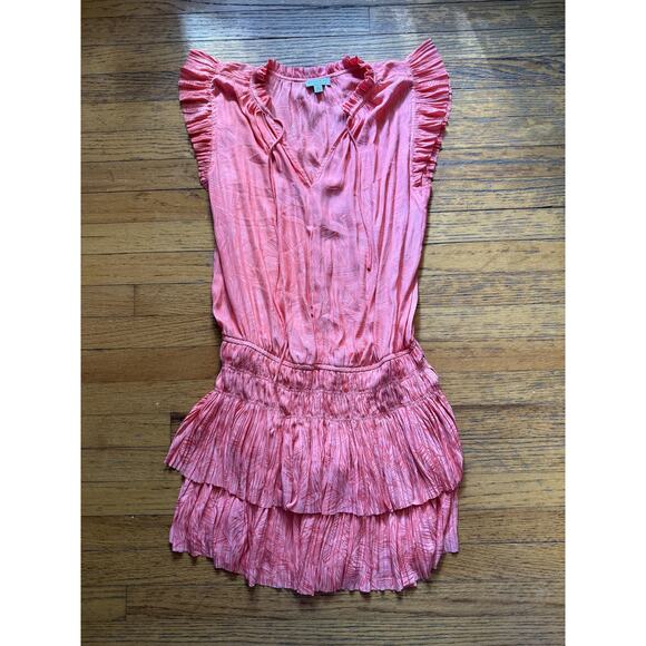 Current Air Dress Womens Large Ruffle Pleated Tiered Smocked Waist Boho Chic - Picture 1 of 6